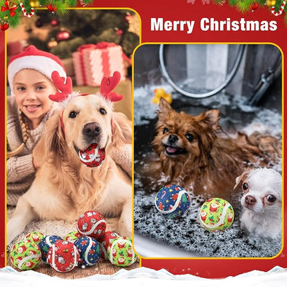 Libima 36 Pcs Halloween Dog Tennis Balls Bulk 2.5 Inches Toy Ball for Small Medium Large Dogs Durable Teething Chew Toys for Aggressive Dogs Exercise Training Catching, 3 Styles(Santa Claus)