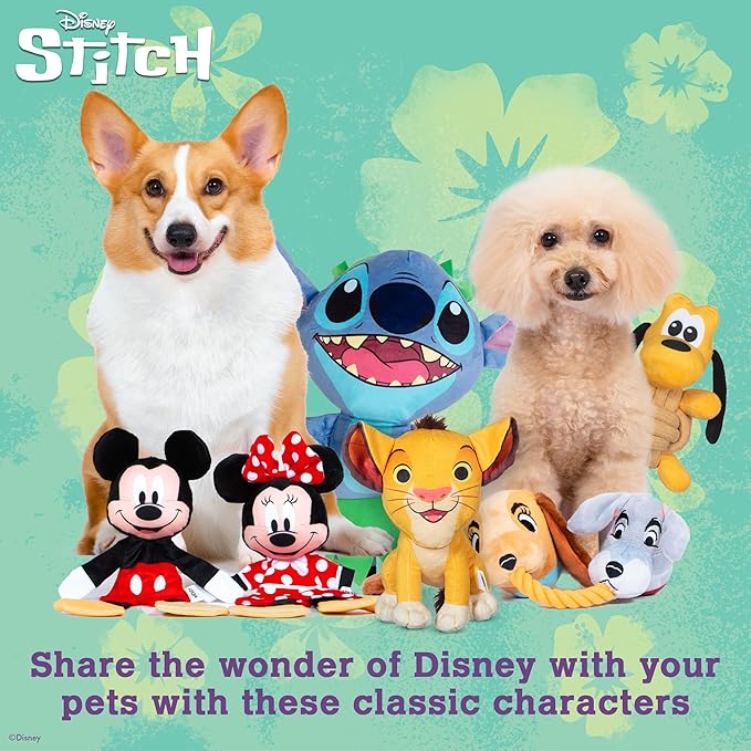 Disney for Pets Lilo and Stitch 18” Jumbo Plush Squeaker Dog Toy, Crinkle & Squeaky Pet Plushy, Cute Dog Toy Fans