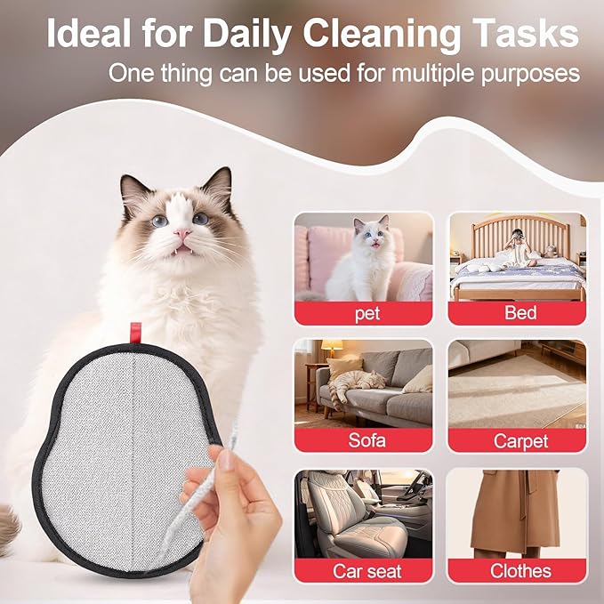 Newly Upgraded Pet Hair Removal Glove for Cats & Dogs,Reusable Electrostatic Pet Hair Gloves,Pet Hair Remover Tool for Clothing, Couch, Carpet, Car Seat (Red)