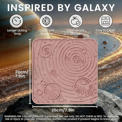 OHMO Lick Mat for Dogs and Cats(Large, Mars&Coral, 2pcs) Enrichment Accessories Toy Space Star Easy Clean Pet Slow Feeder/Suction Cups, Licking Pad for Anxiety Relief and Boredom Reduction