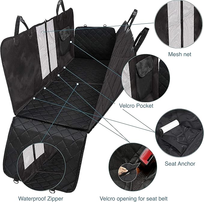 Car Boot Cover | Car Seat Covers for Dogs - Dog Seat Cover Car Boot Protection for Every Car Anti-Slip Lamination – Solid Dog Cover with Side Protection (65'' x 56'' x 20'') - Dog Travel Accessories