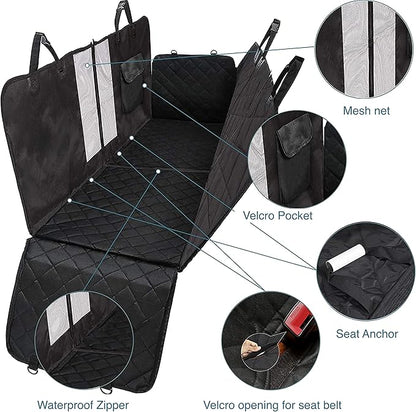 Car Boot Cover | Car Seat Covers for Dogs - Dog Seat Cover Car Boot Protection for Every Car Anti-Slip Lamination – Solid Dog Cover with Side Protection (65'' x 56'' x 20'') - Dog Travel Accessories