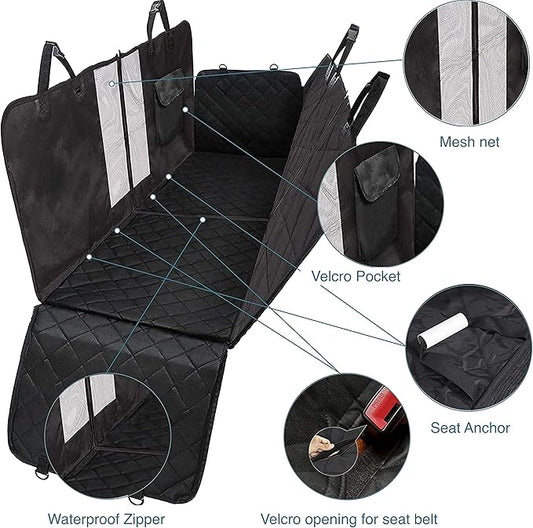 Car Boot Cover | Car Seat Covers for Dogs - Dog Seat Cover Car Boot Protection for Every Car Anti-Slip Lamination – Solid Dog Cover with Side Protection (65'' x 56'' x 20'') - Dog Travel Accessories