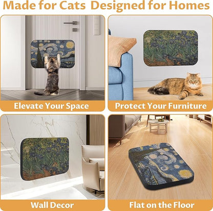 2 Pack Art Cat Scratcher, Wall-Mountable Cat Scratch Pad, Cat Wall Scratcher 16.7x11x1 Inch Cat Scratching Board for Indoor Cats Toy (Series1)