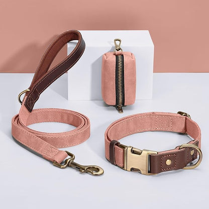 Didog Soft PU Leather Dog Collar for Large Dogs,Classic Adjustable Wide Pink Dog Collars with Quick Release Metal Buckle,Easy Clean and Comfortable with Nylon Lining,Pink,XL Neck 20-27", Width 1.2"