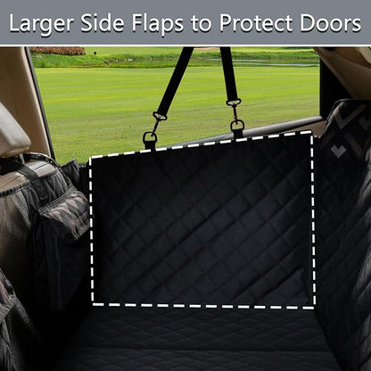 Back Seat Extender, Car Seat Cover for Dogs with Hard Bottom as a Hammock Bridge for Pets Travel, Waterproof Back Protector Fits for Standard Cars & SUVs (Black)
