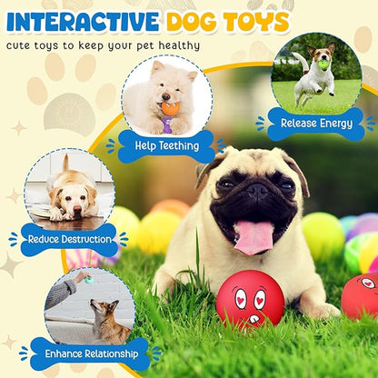 Hungdao 10 Pack Dog Squeaky Toys Soft Latex Squeaky Toys Small Balls Interactive Pet Chewing for Puppy Training Interactive Fetch Play Supplies (Dog)
