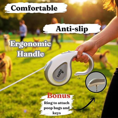 BoldPet® Retractable Dog Leash with Poop Bag Holder for Dogs up to 100 lbs - Heavy Duty 16 Ft Nylon Tape with 360°Tangle-Free Swivel Hook - Anti-Slip Ergonomic Handle for Comfortable Control
