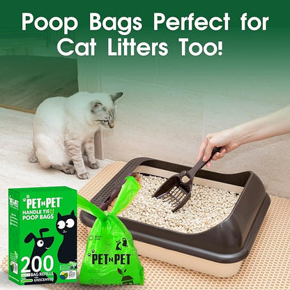 Pet N Pet 800 Counts Unscented Dog Poop Bags Rolls with Tie Handles, 41% Plant Based & 59% PE Poop Bags for Dogs, Extra-Thick Doggie Poo Bag, Pet Waste Bag