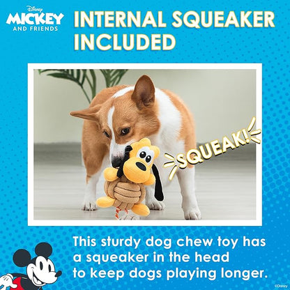 Disney for Pets Pluto Knotty Rope Pet Toy with Squeaker, 9 Inch | Squeaky Dog Toys for Pets | Rope Tug Toy for Dogs Inspired by Pluto of Mickey and Friends
