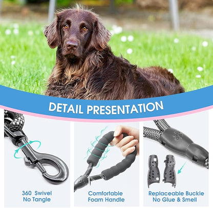BAAPET 2/4/5/6 FT Dog Leash with Comfortable Padded Handle and Highly Reflective Threads for Small Medium and Large Dogs (2FT-1/2'', Black)