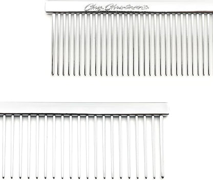 Chris Christensen Buttercomb Bundle - 5 in. Face and Feet Fine/Coarse Comb, 7.5 in. Greyhound Style Fine/Coarse Comb, Stainless Steel, Prevents Friction