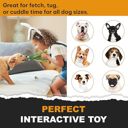 Squeaky Octopus Dog Toy – No Stuffing, Crinkle Sound Plush Chew Toy for Small and Medium Dogs – Durable and Machine Washable – 2 Pack (Orange & Green)