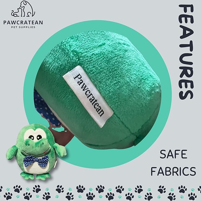 7" Squeaky Plush Toy for Puppies Small Dogs Self Etertainment Washable Soft Made [PET ONLY] (Green Frog)