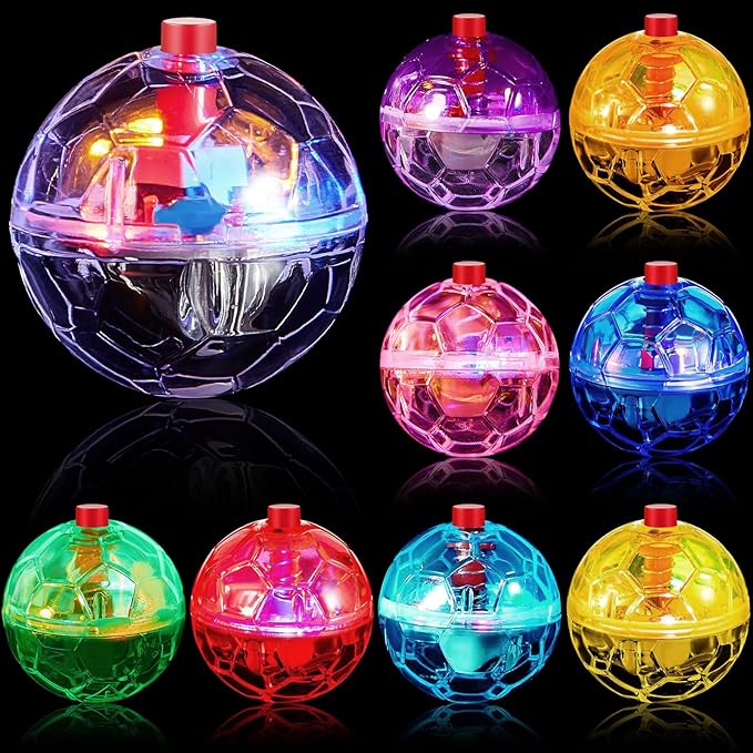 Jecery 9 Pcs Light Up Cat Balls Ghost Hunting LED Motion Activated Cat Toy Interactive Lighted Ball Pet Glowing Mini Running Exercise Toys for Kitten Dog Pet Animals Activity(Multicolor)