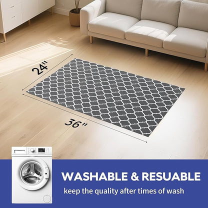 Cooyes Large Dog Food Mat 24"×36", Ultra-Absorbent Dog Bowl Mat for Food and Water, Pet Feeding Mat with Non-Slip Rubber Back, Cat Placemats with Water-Locking Bottom That Protects Floors