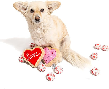 Midlee Pink Heart Sugar Cookie Plush Valentine's Dog Toy- Small Stuffed Present