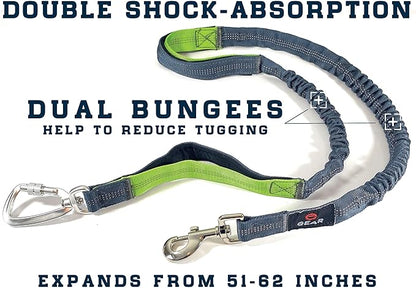 Hands-Free Dog Leash with Locking Carabiner & Waterproof Pouch – Adjustable Waist Belt for Running, Walking & Hiking with Reflective Design