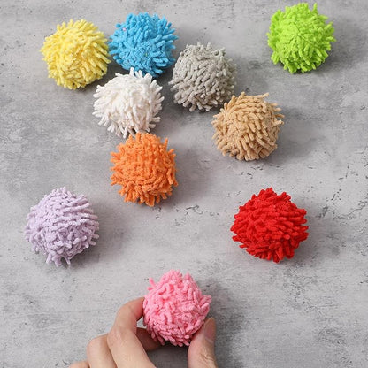 10 Pcs Pom Pom Balls for Cats,Multi-Colored Soft Fuzzy Balls for Cats,Cat Fuzzy Ball with Bell,for Feline's Body and Brain Workout and Indoor Kitten