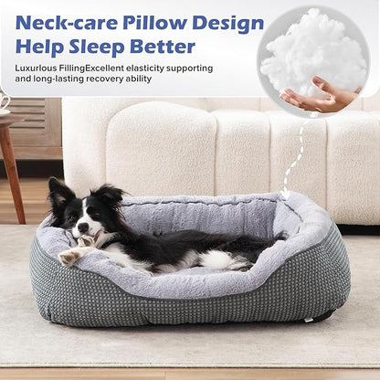 INVENHO Large Dog Beds for Large Dogs Washable, Rectangle Dog Beds Large Sized Dog, Orthopedic Dog Bed, Warming Soft Sleeping Puppy Bed Durable Pet Bed with Anti-Slip Bottom L(35"x25"x10")