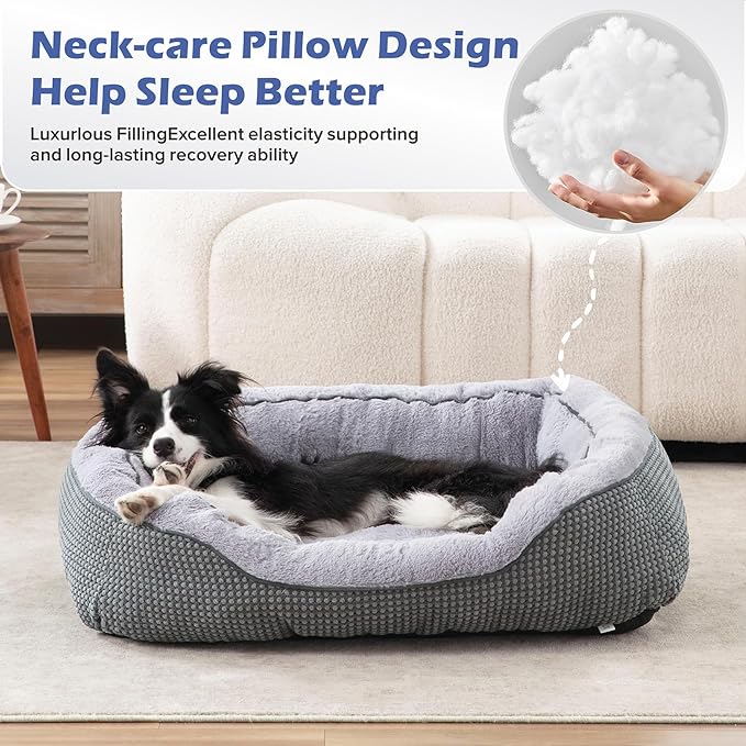 INVENHO Dog Bed for Small Dogs - Washable, Orthopedic, Calming & Warming - Durable Pet Bed with Anti-Slip Bottom (25"x21"x8")