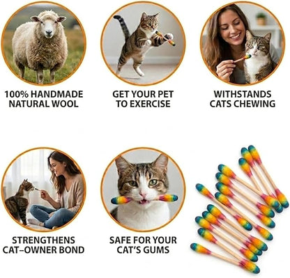 Glaciart One Swabs Cat Toys with Catnip - 6 Pk | Durable for Chew, Cute Cat Toys Interactive Kitty for Boredom, Exercise, & Play | Filled w/Organic Catnip for Anxiety & as Digestive Aid | Gift Idea