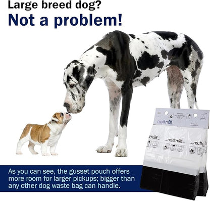Mutt Mitt® 100 White & Black 2-Ply Dog Waste Bags on 1 Dog Waste Bag Station Header - 300% Thicker than mini roll dog waste bags - no more warm & yuck feeling