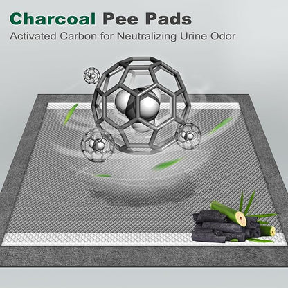 MIZOK Dog Pee Pads Charcoal, 28"x30" Large Wee Wee Pads for Dogs, Superior Odor Protection, Super Absorbent & Leak-Proof, Puppy Pads with Adhesive Tabs, Thick & Heavy (30 Counts)