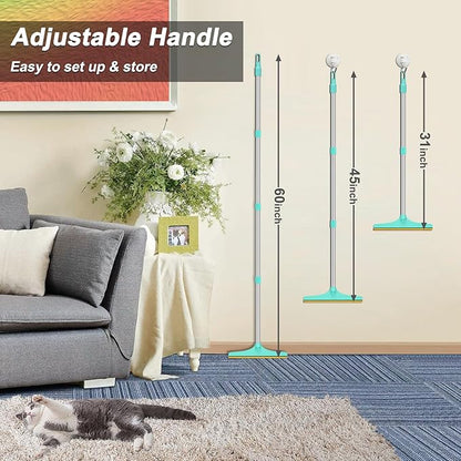 B-Land Carpet Rake for Pet Hair Removal, Reusable Pet Hair Remover with 60” Adjustable Long Handle, Carpet Scraper Dog Cat Hair Remover Tool for Rugs, Mats, Couch, Furniture Blue