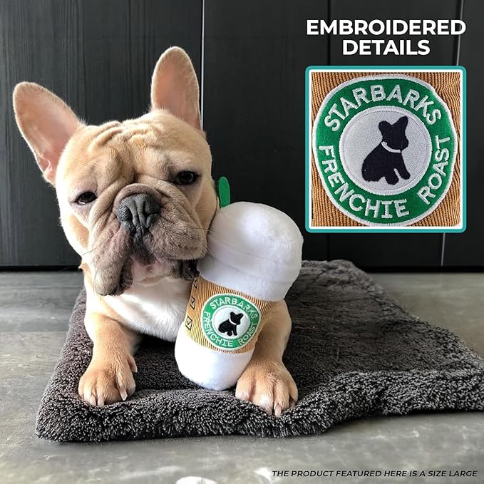 Haute Diggity Dog Starbarks Coffee Cup, Plush Designer Dog Toys with Interactive Squeaker, Stimulating Pet Enrichment, Machine-Washable & Safe Materials for All Breeds, Size XL