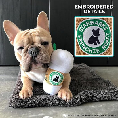 Haute Diggity Dog Starbarks Coffee Cup, Plush Designer Dog Toys with Interactive Squeaker, Stimulating Pet Enrichment, Machine-Washable & Safe Materials for All Breeds, Size XL