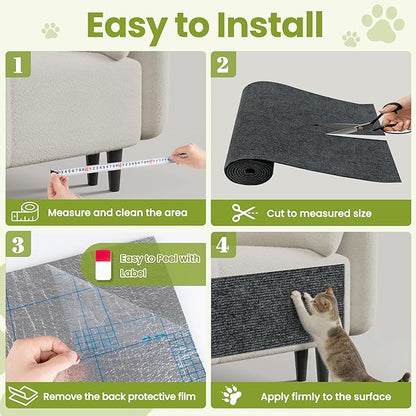 Cat Scratch Couch Furniture Protector, 78.7" x 15.8" Cat Scratcher Pad Deterrent from Cats Claws Scratching, DIY Sisal Carpet Cat Proof Couch Cover Replacement for Indoor Sofa, Wall, Door, Dark Grey