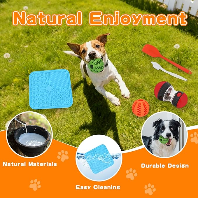 9-in-1 Interactive Dog Toys Set: Mental Stimulation Puzzle, Treat Dispenser Ball & Chew Toys，Lick Mat – Boredom Buster Combo to Keep Small, Medium Dogs Busy & Engaged