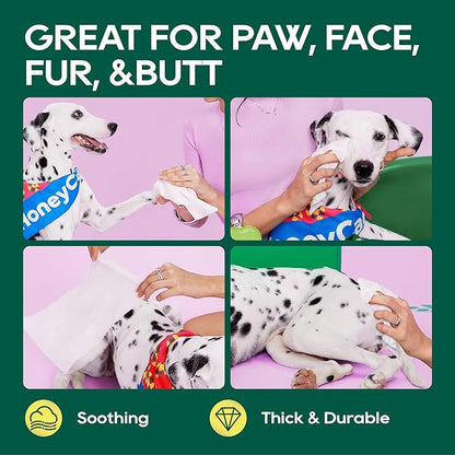HONEY CARE Disposable Pet Wipes for Dogs & Cats – Cleansing & Soothing, Fragrance-Free, 100 Wipes for Paws, Butt & Body Cleaning