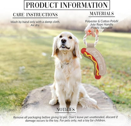 Pavilion Gift Company - Hot Dog - 12" Canvas Rope Dog Toy Chew Tug of War Hot Dog Best Friend Doggy Puppy K9 Gift
