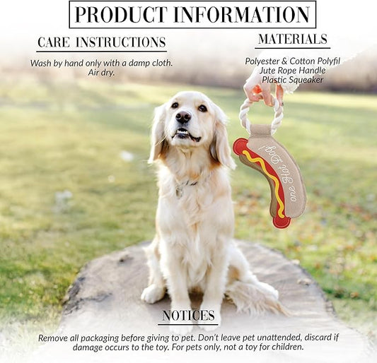Pavilion Gift Company - Hot Dog - 12" Canvas Rope Dog Toy Chew Tug of War Hot Dog Best Friend Doggy Puppy K9 Gift