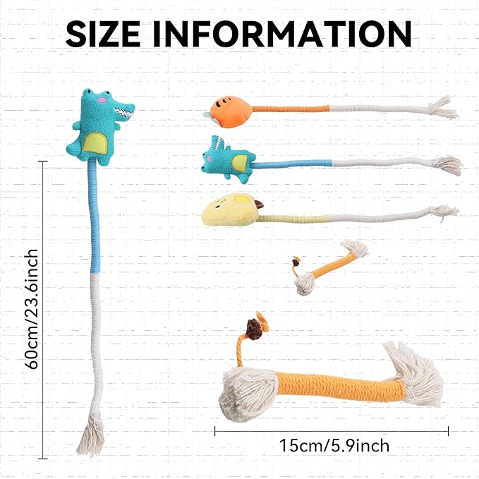4pcs Safe Cat Rope Toy with Catnip - Dental Cleaning Chew Toys for Cats - Kitten Teething Toys - Interactive Play Toys with Feathers - Indoor Cats