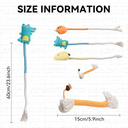4pcs Safe Cat Rope Toy with Catnip - Dental Cleaning Chew Toys for Cats - Kitten Teething Toys - Interactive Play Toys with Feathers - Indoor Cats