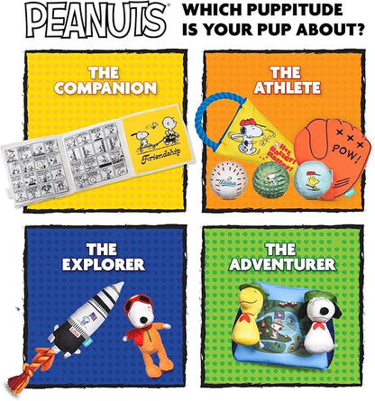 Peanuts for Pets Durable Dog Toy - Athlete Snoopy Flattie Fan Banner with Rope Tug, Squeaker, and Crinkle - Interactive Chew Toys for Small, Medium, Large Dogs and Puppies