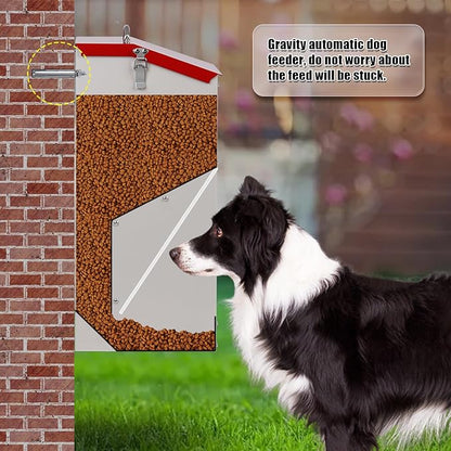 Galvanized Automatic Dog Feeder Large Breed Dog Food Dispenser for Large Dogs, 25lbs Outdoor Pets Feeder Gravity Food Feeder