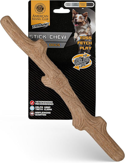 American Kennel Club Training Dog Chew Toy, TPR Wood Stick Dog Toy, Durable Dog Toy for Moderate Chewers, Maplewood Scented for Long-Lasting Engagement, Supports Dental Health