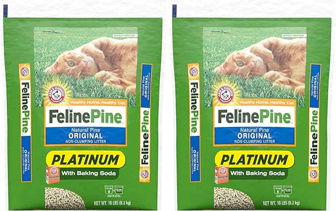 Feline Pine Platinum Non-Clumping Cat Litter, Feline Pine Cat Litter, 18lb (Pack of 2)