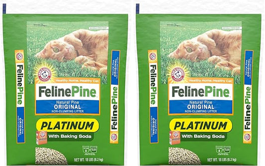 Feline Pine Platinum Non-Clumping Cat Litter, Feline Pine Cat Litter, 18lb (Pack of 2)
