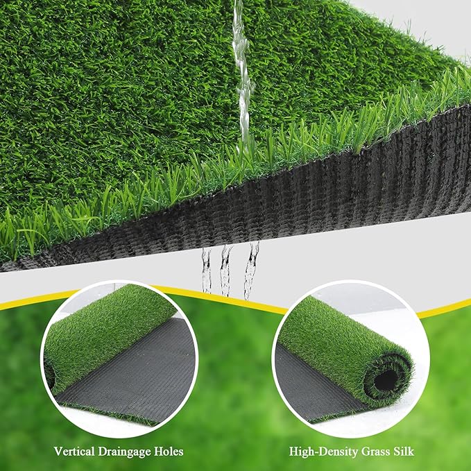 Bsmathom Artificial Grass Rug Indoor Outdoor Rug, 3x5Ft Dog Grass Mat with Drainage Holes, Synthetic Artificial Grass Turf Fake Grass Rug for Balcony Garden Lawn Landscape, 3x5Ft
