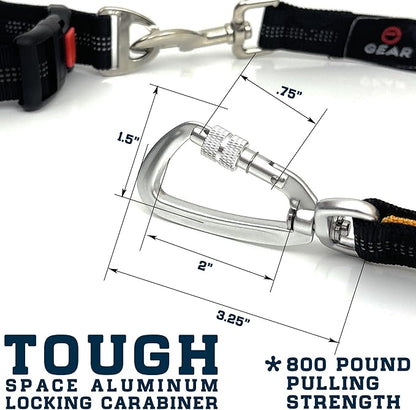 Hands-Free Dog Leash with Locking Carabiner & Waterproof Pouch – Adjustable Waist Belt for Running, Walking & Hiking with Reflective Design