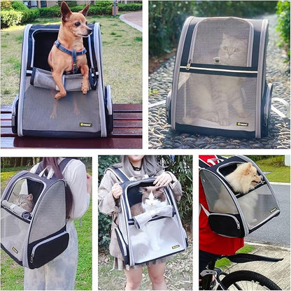 Texsens Innovative Traveler Bubble Backpack Pet Carriers for Cats and Dogs (Expandable-Black)