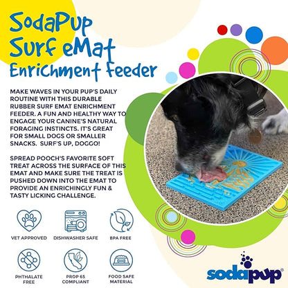 SodaPup Surf eMat – Durable Enrichment Feeder Made in USA from Non-Toxic, Pet-Safe, Food Safe Rubber for Mental Stimulation, Avoiding Overfeeding, Fresh Breath, Digestive Health, & More