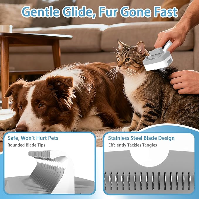 Pet Steam Brush for Dogs & Cats – Self Cleaning, 3 in 1 Hair Removal Comb Steam for Shedding & Dematting for Long & Short Haired Pets,Includes Pet Essence