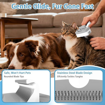 Pet Steam Brush for Dogs & Cats – Self Cleaning, 3 in 1 Hair Removal Comb Steam for Shedding & Dematting for Long & Short Haired Pets,Includes Pet Essence