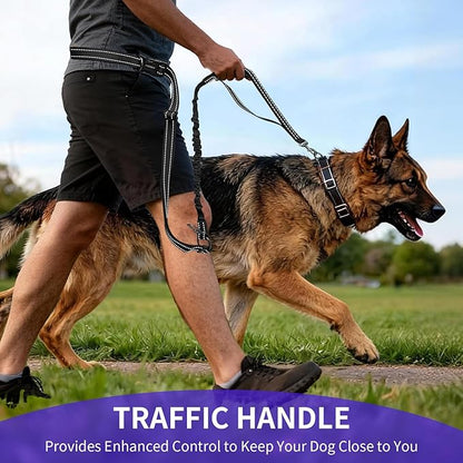 Kazazoo Hands-Free Dog Leash with 5.5-8.5FT Adjustable Length - Heavy Duty No Pull Bungee Design, Reflective Safety for Walking, Jogging & Training | Suitable for Medium to Large Dogs,Black M